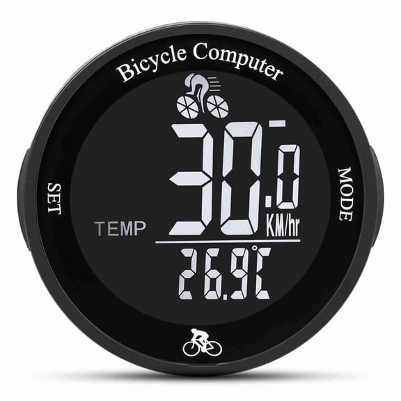 Mioren Cycle Computer Bike Computer, LED Backlight, Cycle Odometer with Black Background and White Digital, Speed, Trip Time, Temperature, for Cycling Enthusiasts