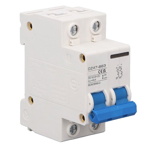 Mioren DC Circuit Breaker 2P Protection Air Switch, DC Circuit Breaker 4KA Breaking Capacity DC12-240V for Power Equipments 40A