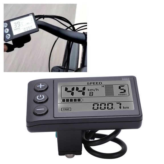 Mioren Electric Cycle LCD Display Electric Bike LCD Display, ABS Electric Bike LCD Display Meter for 22.2mm/0.9in Handlebar