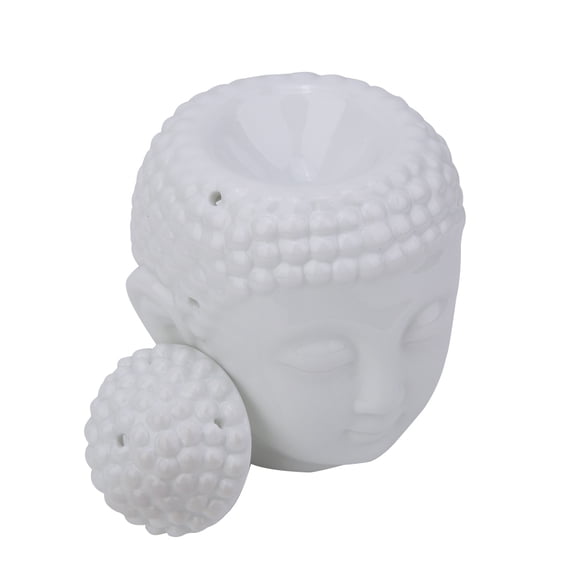 Mioren Essential Oil DiffuserWhite Buddha Head Shaped Essential Oil Burner Incense Diffuser Candle Holder