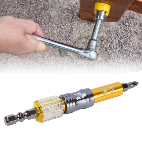 Mioren Extension Socket Screwdriver Bit Screwdriver 3 in 1 Extension Socket Screwdriver Bit 110mm Multi Functional Magnetic Screwdriver Bit Socket for Electric Drill Yellow