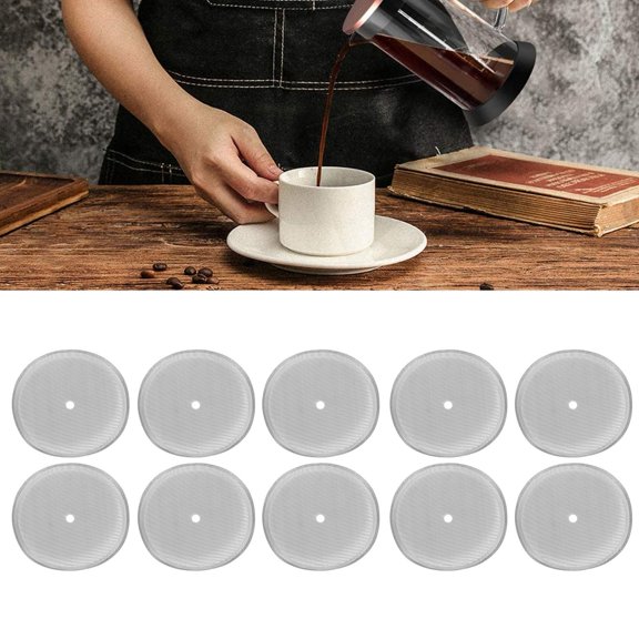 Mioren FilterFilter 10Pcs Reusable 304 Stainless Steel Filter Mesh for 1000mm Coffee Press Pot Accessory