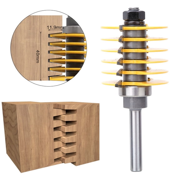 Mioren Finger Joint Router Bit Router 8mm Shank Finger Joint Router Bit Woodworking Milling Tenon Joint Cutter