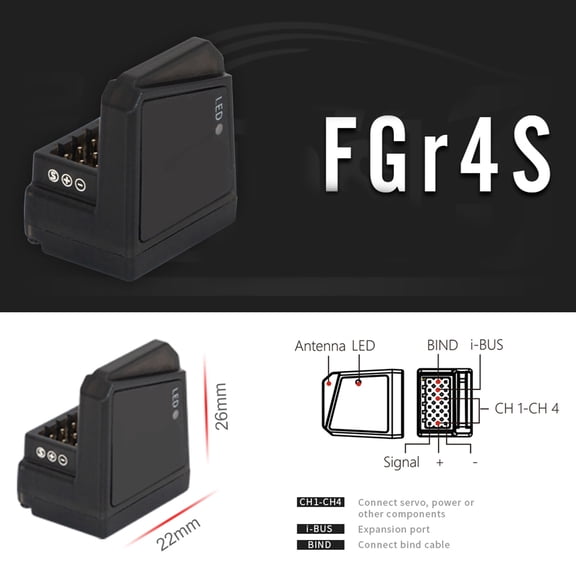 Mioren Flysky NB4 Receiver Receiver Flysky FGR4S V2 Receiver 2pcs AFHDS 3 Built-in Single-Antenna Bidirectional PWM /PPM / IBUS Output Receiver for Flysky NB4 PL18 Remote Control Transmitter