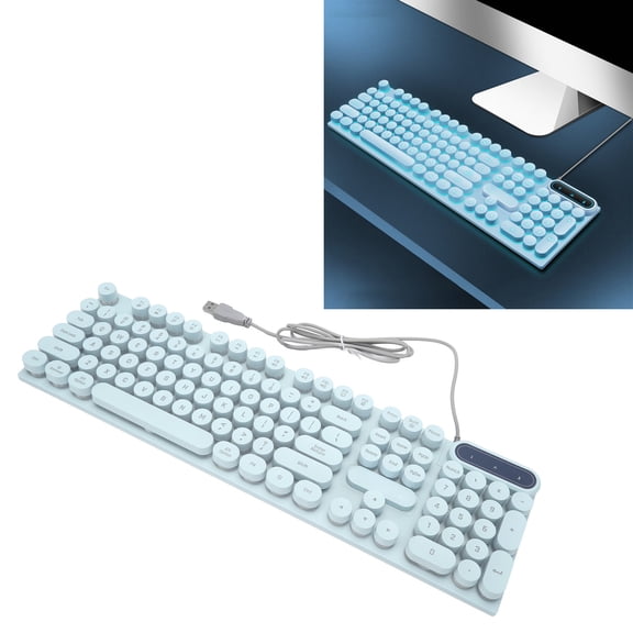 Mioren Gaming Keyboard Gaming Keyboard USB Round Keycaps Backlit Multimedia Wired Keyboard for Desktop Laptop Gaming