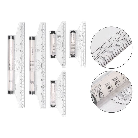 Mioren Measuring Rolling Ruler Measuring Rolling Ruler, Practical Transparent 5pcs Parallel Rolling Ruler Portable Clear Scale with Formulas for Work