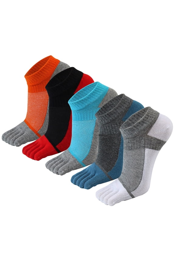 Men s Toe Socks 5 Pairs of Breathable Low Cut Running Toe Socks, Cotton Five Fingers Socks for Men, One Size