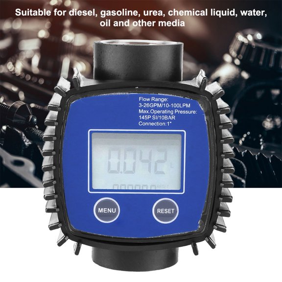 Mioren Meter Meter, Digital Display Water Flowmeter 1in Internal Thread, for Gasoline, , Chemical Liquid, with Clear Reading Screen,10-100 liters / minute