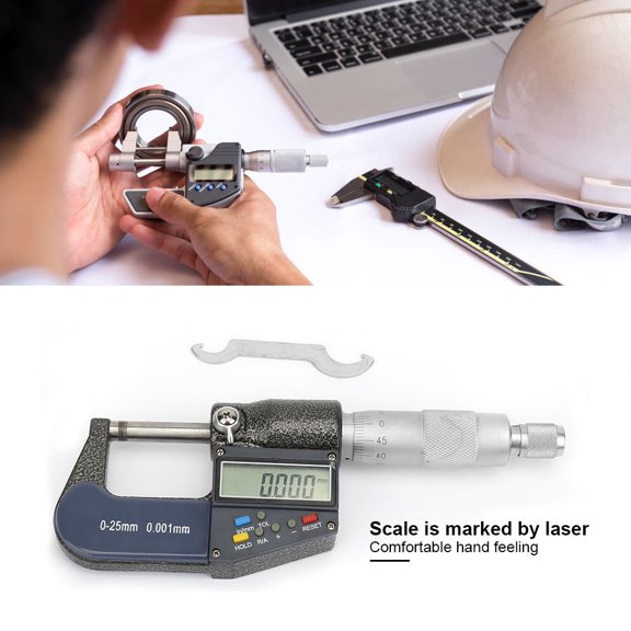 Mioren Micrometer 25mm Electronic Digital Micrometer Set Data Holding and LCD Display for Measurement