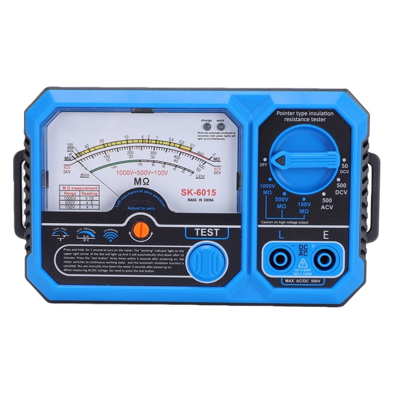 Mioren Multimeter Analog Insulation Resistance Tester Voltage Meter Electrical Tester Pointer Type 100V 500V 1000V USB C Charging Large Backlit Dial Low Resistance Alarm