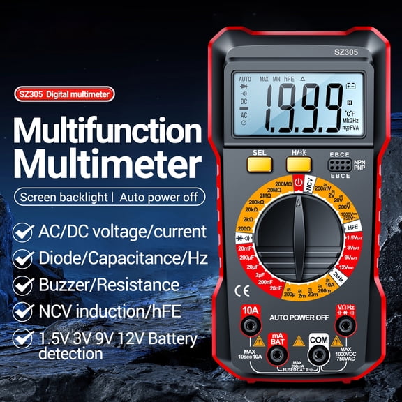 Mioren Multimeter SZ305 Multimeter Capacitor Testers Smart Voltmeter Ohm Meter for Electronics Work