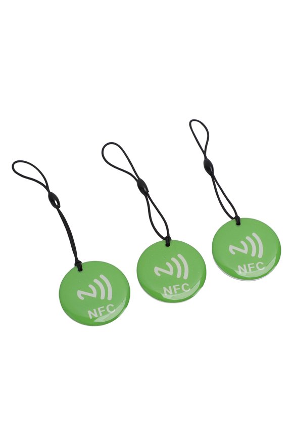 NFC Key Fob 10PCS NFC Key Fobs Green Color NTAG213 Chip 35CM Portable Programmable NFC Keychain Tag