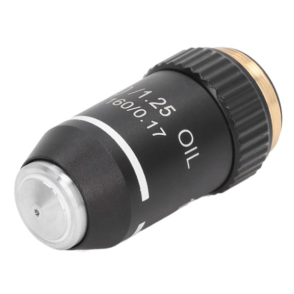 Mioren Objective Lens 100X Magnification Lens, Microscope Objective Lens 20.2mm Interface with Spring Device for Biological Microscopes
