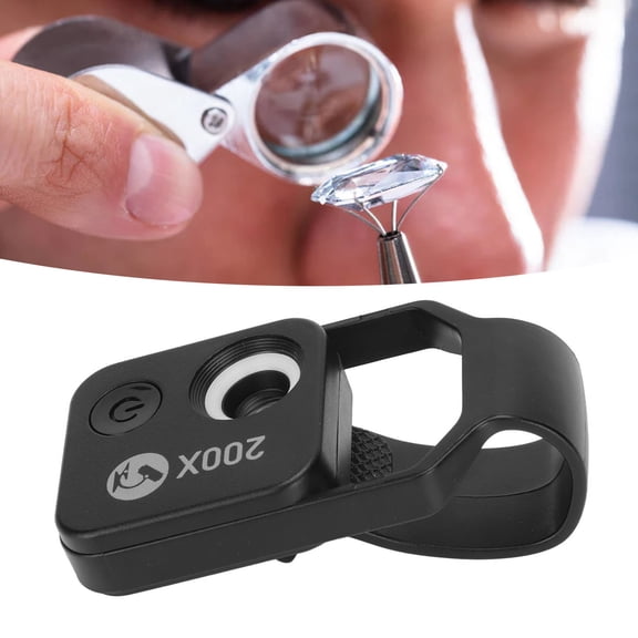 Mioren Phone Microscope Phone Mini Microscope, 200X Zoom Phone Microscope CPL No APP Required for Jewelry Observation for Kids Black