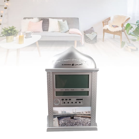 Mioren Prayer ClockPrayer Clock, Azan Clock Multifunction Digital for Desk Display Silver