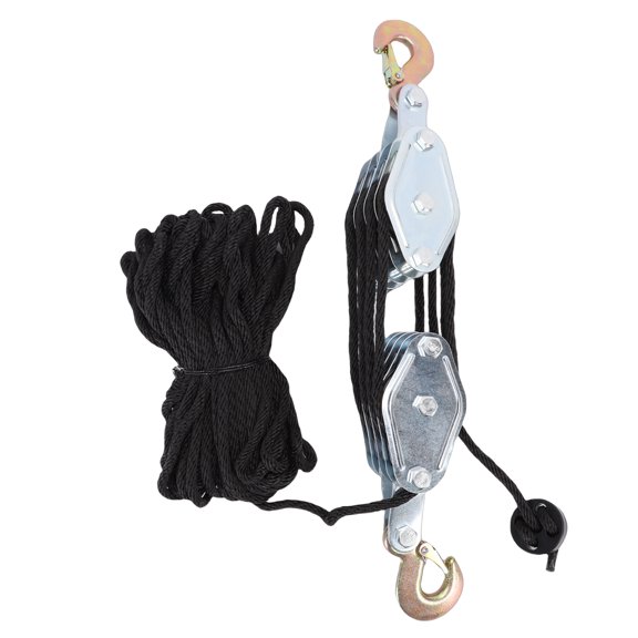 Mioren Pulley Hoist Rope Lock Pulley Hoist Rope Lock 661 lbs Capacity 4 Wheel Block and Tackle Pulley System 270 Degree Hook High Strength Wire Rope Rust for Lifting DIY