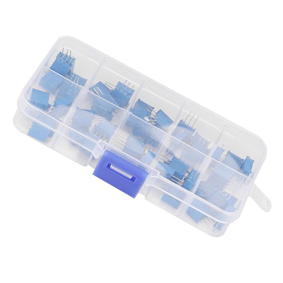 Mioren Resistor 50Pcs Blue Variable Resistor Trimmer Pot Assortment for Electronics Projects