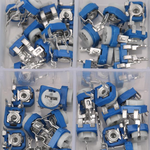 Mioren Resistor Variable Resistor Trimmer Pot with Box 100Pcs 10 Values RM065 Blue White Electronic Component
