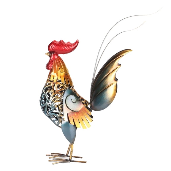 Mioren Rooster Sculpture Rooster Statue, Detachable Tail Hollow Carved Rooster Decoration for Indoor for Balcony