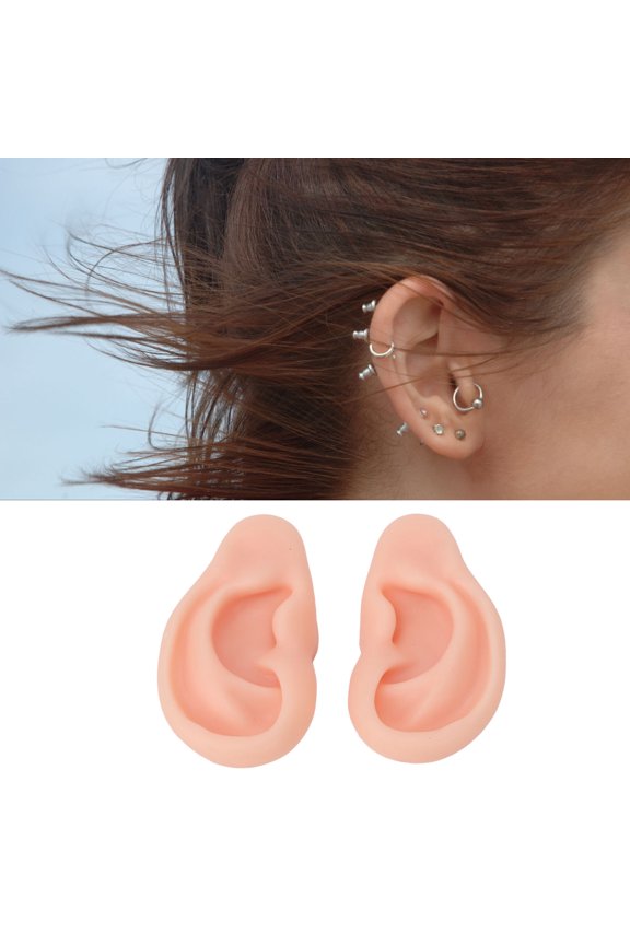 Silicone Ear Model Domary 1 Pair Silicone Ear Model Soft Flexible Simulation Ear Model for Earrings Display Ear Piercing Exercise