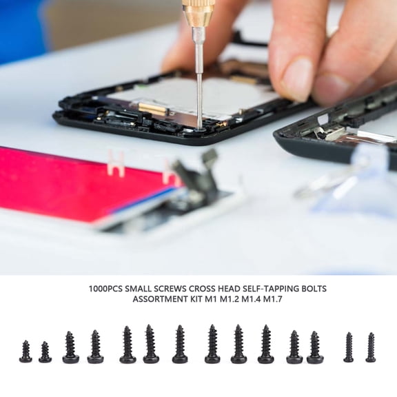 Mioren Small Screw LINMENG 1000pcs Small Screws Assortment Kit, Stainless Steel Self tapping Bolts for Repair, Watches, Glasses, Electronics, Plastic Box,