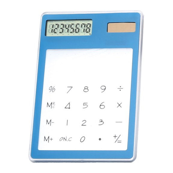 Mioren Solar Calculator Solar Powered Calculator, Transparent Touch Screen 8 Digit LCD Display with Portable Compact Design for Office School Home Use