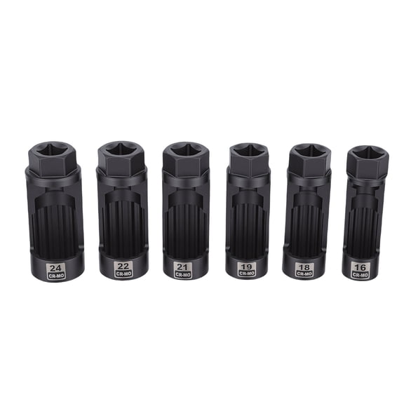 Mioren Strut Nut Socket Set Sockets 6pcs Suspension Strut Nut Socket Set 16mm 18mm 19mm 21mm 22mm 24mm Shock Absorber Strut Nut Removal Tool Socket Kit