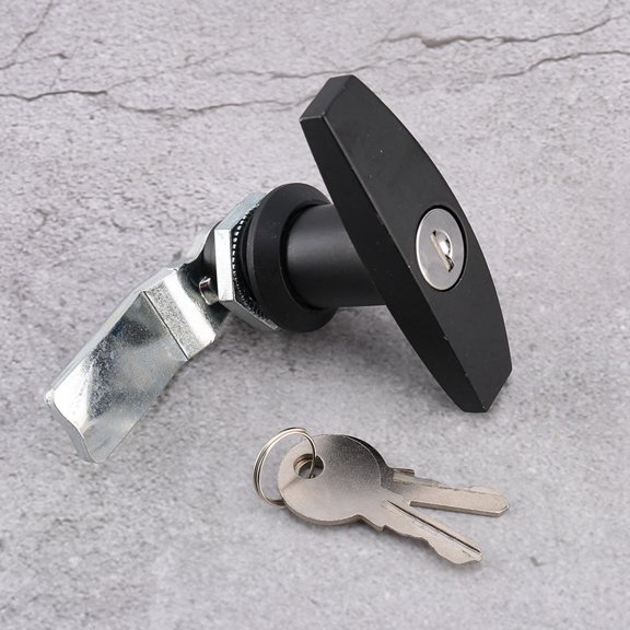 Mioren T Handle Lock Rear Fixing T Handle Lock Tool Box Trailer Caravan Zinc Alloy Silver Black Keys