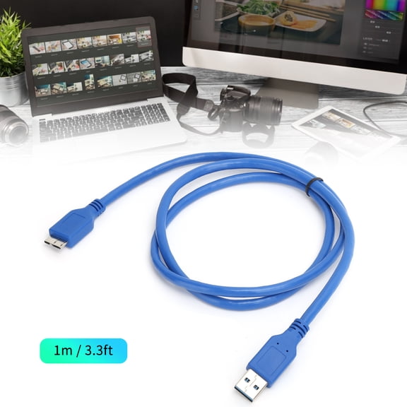 Mioren USB-A to Micro-B Cable Hard Drive Transmission Cable, USB-A To Micro-B Cable USB3.0 Transmission Cord for Computer for Laptop 1 Meter