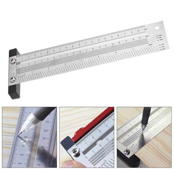 Mioren Ultra Marking Ruler Stainless Steel Woodworking Scribing Ruler, , Accurate Marking Tool with Clear Scale, Portable for Woodworking Projects