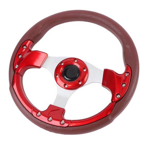 Mioren Universal Racing Steering Wheel Universal Racing Steering Wheel, Anti Impact Racing Style Steering Wheel 13in for Vehicle with 6 Hole Hub Adapter Red
