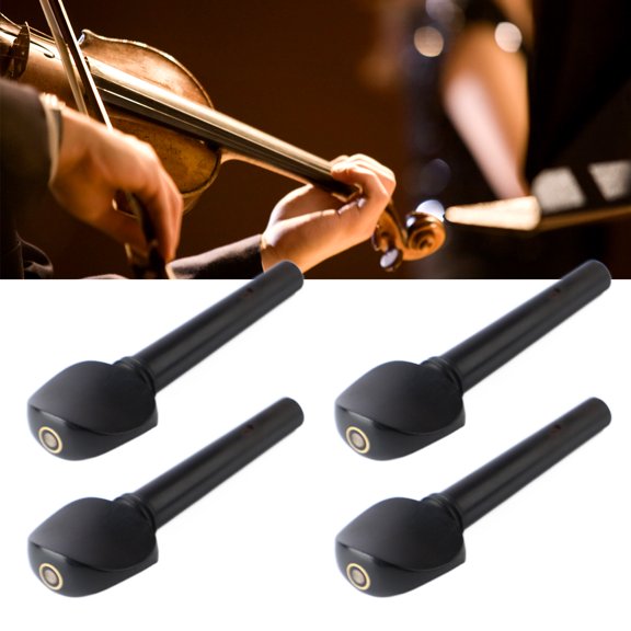Mioren Violin Tuning Peg Violin Tuning Peg, Ebony Tuning Pegs 4PCS Black High Hardness for Stringed Instrument