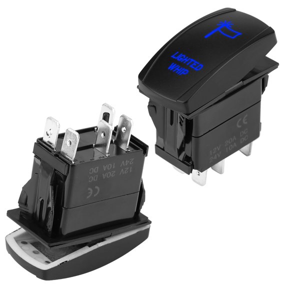Mioren Whip Rocker Lighted Whip Rocker Switch, 5 Pins Toggle Switch 12V-20A 24V-10A for Cars for Boats for RVS