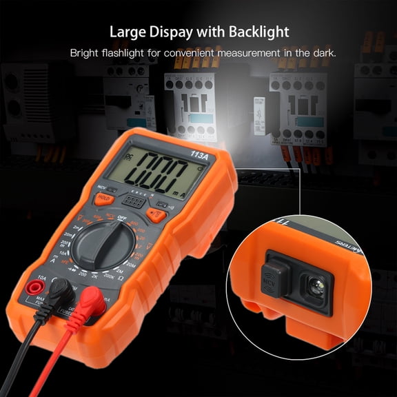 Mioren multimeter Meter RM113A NCV Digital Multimeter 2000 Counts HFE AC/DC Voltage Measuring Meter with Magnetic Suction Flash Light Backlight Large Screen Multi-meter