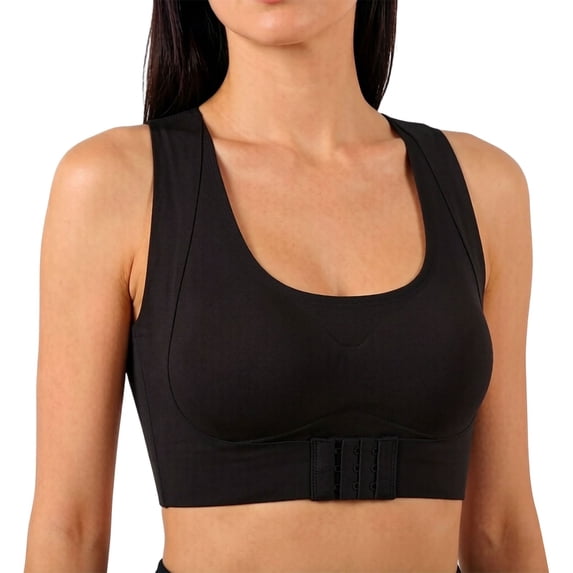 Miorin Under $2 Front Closure Wireless Posture Bras for Women, U‑Neck Wide Vest‑Strap No‑Underwire Comfort Bra, Seamless Molded‑Cup High‑Support Plus‑Size Post‑Surgical Recovery Brassiere