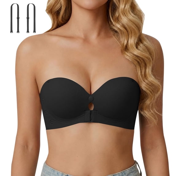 Miorin Under $2 Wireless Bras for Women, Front Closure Push Up Bra, Removable Straps Supportive Breathable T Shirt Bra, No Underwire Minimizer Seamless Womens Bra for Daily Evening Wear