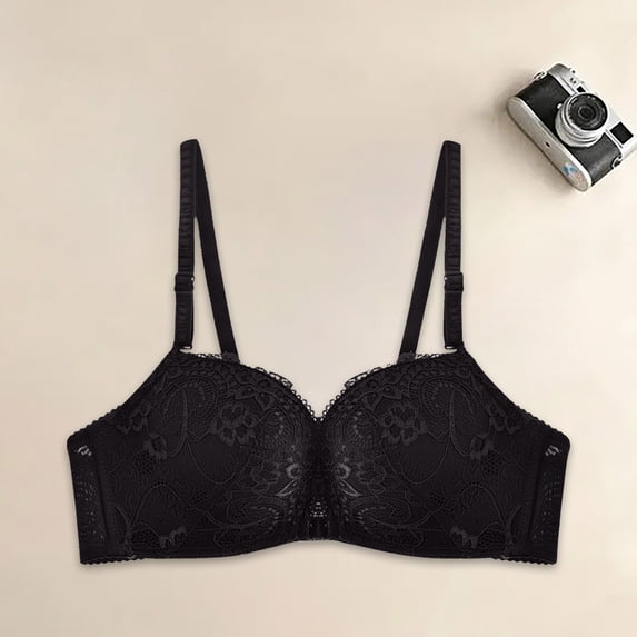 Miorin Under $4 Minimizer Bras for Women, Full‑Coverage Supportive Wireless Bra No Underwire, Breathable Floral Lace Push‑Up T‑Shirt Bra, Soft Cotton Brassiere for Ladies Everyday Wear
