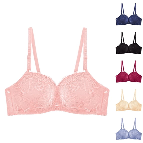 Miorin Under $4 Women Wireless Lace Bras, Supportive Breathable No Underwire Minimizer Bra, Push‑Up Full‑Coverage T‑Shirt Bra, Soft Cotton Brassiere for Daily Wear Multi‑Color Available