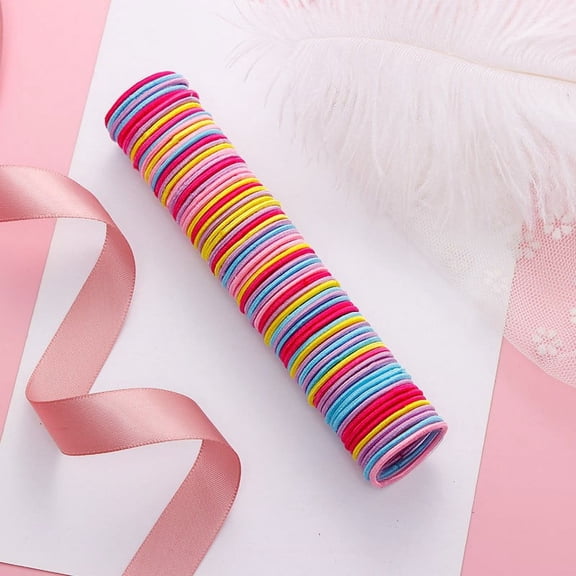 Miorin Under $5 50 Pieces Elastic Hair Bands for Women, 3 cm Small Soft Stretchy Hair Ties, Colorful Ponytail Holders Non Snag, Daily Hair Accessories for Thin Fine Hair, Multicolor Heardband