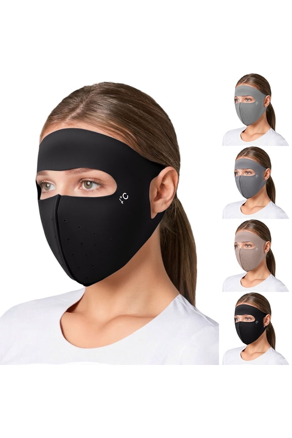 Miorin Under $5 Cooling Full Face Sun Mask, Breathable Ice Silk UV Protection Face Cover with Vent Holes, Mask for Cycling Driving Golf Women Men, 4 Neutral Colors Available