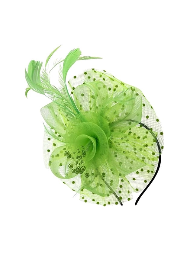 Miorin Under $5 Fascinator for Women Tea Party, Tea Party Headpiece for Women, Womens Fascinators Hats Mesh Headband Hat Clip Veil Headwear with Necklace Derby Pillbox Green