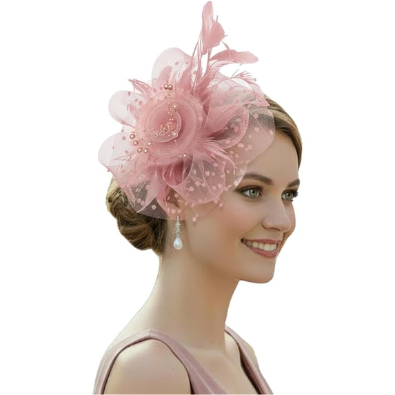 Miorin Under $5 Fascinators Hats, Summer Hair Accessories, Tea Party Hats for Women Vintage Derby Pillbox Hat Clip Headwear for Wedding Cocktail Dresses Accessories Gold
