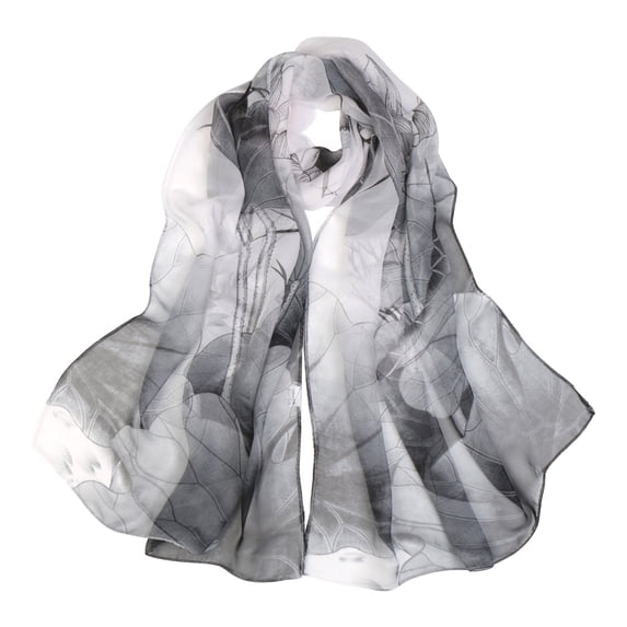 Miorin Under $5 Sheer Scarfs Shawls Wraps, Women Lightweight Chiffon Scarf Large Soft Floral Leaf Print Wrap Shawl Elegant Neck Scarves for Daily Outfit Travel Party Evening Dress