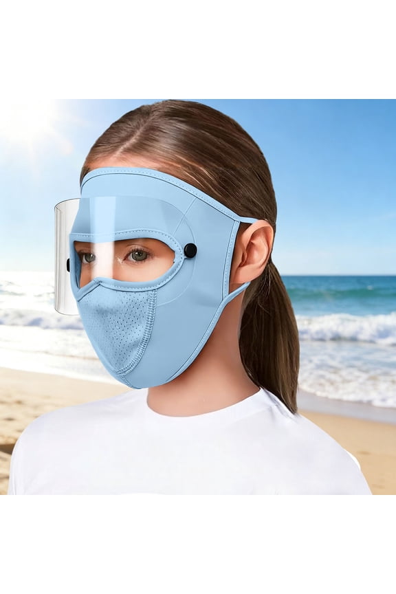 Miorin Under $5 Sun Protection Full Face Mask Detachable Eye Shield Visor, Ice Silk Breathable Wind Dust Splash Blocking Face Cover, All Weather Outdoor Cycling Motorcycle Gardening Mask for Adults