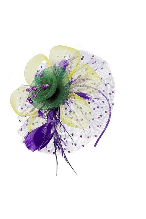 Miorin Under $5 Tea Party Headband Hats, Hat Clip Headwear, Tea Party Headpiece for Women Headband and a Clip Tea Party Headwear for Girls and Women Purple