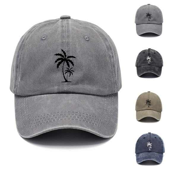 Miorin Under $5 Vintage Washed Palm Tree Embroidery Baseball Cap Unisex, Distressed Soft Cotton Beach Vacation Dad Hat, Adjustable Outdoor Fishing Sun Hat