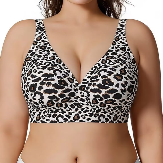 Miorin Under $5 Wireless Bras for Women, Deep V‑Neck No‑Underwire Comfort Bra with Wide Vest‑Style Straps, Full‑Coverage Breathable Supportive Full‑Figure Plus‑Size Bralette Comfy Push Up Tshirt Bras