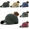 thumbnail image 1 of Miorin Under $5 Women High Ponytail Hole Washed Distressed Baseball Cap, Hollow Bun Soft Cotton Dad Hat for, Adjustable Outdoor Running Gardening Sun Visor Hat, 5 Retro Washed Colors, 1 of 1