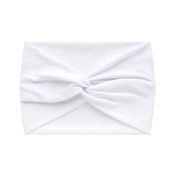 Miorin Under $5 Women Knotted Turban Head Wrap Hair Band, Wide Elastic Headband for Sport Yoga, Soft Breathable Non Slip Headband for Daily Workout, White Heardband