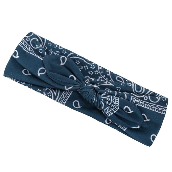 Miorin Under $5 Women Print Bandana Headband, Elastic Head Wrap Hair Band, Sport Sweat Turban Headwrap, Stretchy Non Slip Headwear for Yoga Running Daily Workout, Blue Heardband